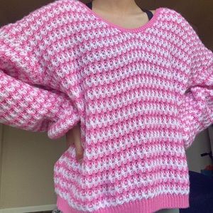 shein pink and white knit sweater 💕🤍